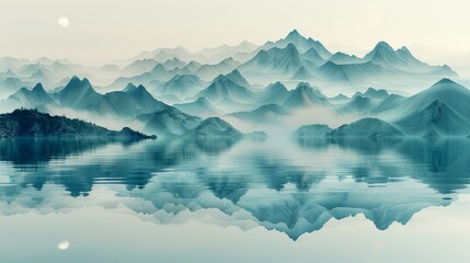 Fototapeta premium A minimalist painting from ancient China.