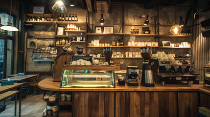 interior of a old bar, old cafe, vintage cafe