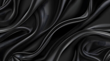 Fototapeta premium black silk, black fabric texture, silk, black backgrounds, satin, fabric textures, black satin, silk textures, HD wallpaper