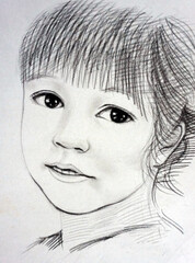 hand drawn sketch drawing  girl