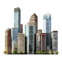 Obraz premium Cluster of tall buildings standing closely next to each other in a city skyline