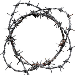 A crown made of barbed wire displayed on a white background