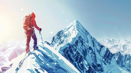 conquering the peaks extreme mountain climbing adventure concept illustration