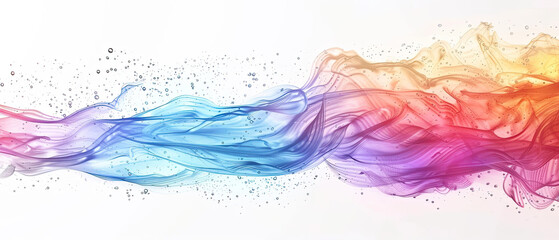 Fototapeta na wymiar Rainbow texture wave liquid ,isolated white background wallpaper water color widescreen, Generate AI