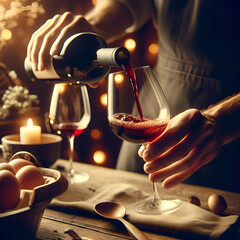 “Person Expertly Pouring Wine into Multiple Glasses
