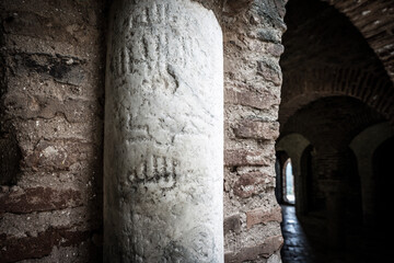 arabic text relief, Almonaster la Real mosque, 9th century Islamic oratory, Almonaster la Real ,...