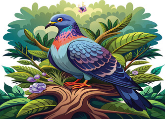 Realistic Pigeon full body ,Nesting, illustration vector , with white background