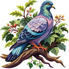 Realistic Pigeon full body ,Nesting, illustration vector , with white background