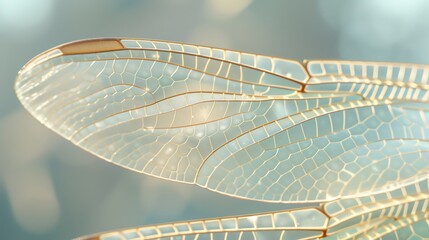 Close-up of a dragonfly wing, showcasing intricate veins and a delicate translucent texture.