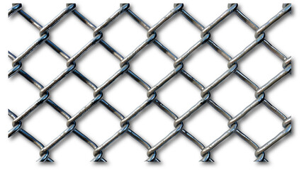 A detailed view of a chain link fence, showing its metal links and structure