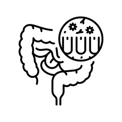 Dysbiosis line black icon. Intestine microbiota. Sign for web page, mobile app, button, logo. Vector isolated button.
