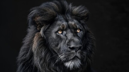 Naklejka premium portrait of a black lion.