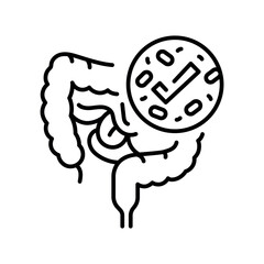 Healthy gut microbiome line black icon. Intestine microbiota. Sign for web page, mobile app, button, logo. Vector isolated button.