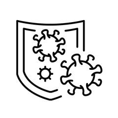 Immune system protection line black icon. Sign for web page, mobile app, button, logo. Vector isolated button.