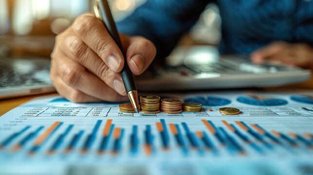 business analyst checking in financial statement for audit internal control system accounting and financial concept.stock photo