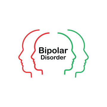 bipolar disorder like linear faces. concept of split personality or schizo diagnosis and duality person. simple flat trend modern outline man logotype graphic art design isolated on white background