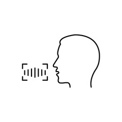 Access Identification by Voice to Smartphone Line Icon. Command Voice ID Recognition Technology Outline Pictogram. Speak for Access. Verification