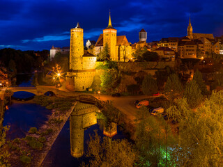 Bautzen in der sächsischen Schweiz bei Nacht