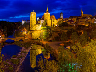 Bautzen in der sächsischen Schweiz bei Nacht