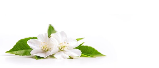Jasmine flower with blank copyspace, isolated on white background