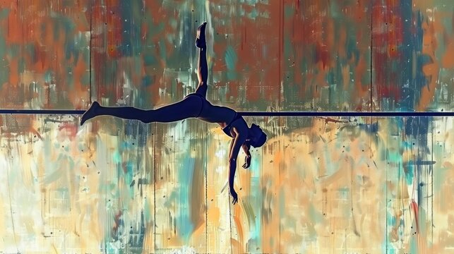 Gymnast executing a handstand on the parallel bars