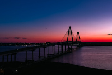 Fototapeta premium Charleston, SC Bridge at Sunset