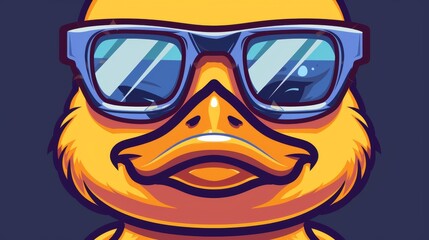 Rubber duck sunglasses cartoon character illustration bird farm animal doodle symbol design for duck modern icon
