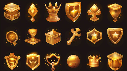 Luxury and Golden asset of slot game element isolation on dark background, Illustration.