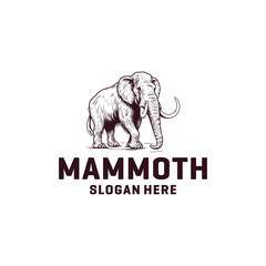 Vintage mammoth logo vector illustration