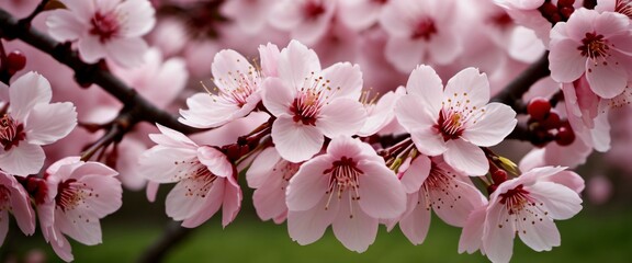 Fototapeta premium Nature Cherry Blossom Trees in Full Bloom