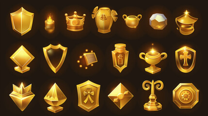 Luxury and Golden asset of slot game element isolation on dark background, Illustration.