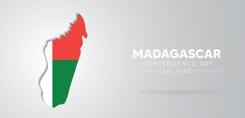 Madagascar Independence Day 26 June flag map vector poster