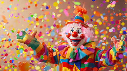 April Fools Day Celebration with Smiling Clown Toy