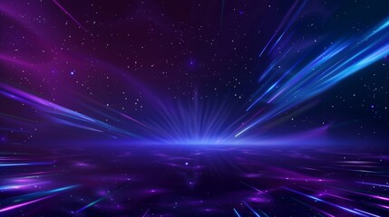 Fototapeta premium A dark background with a bright purple and blue light, background with neon lighting.