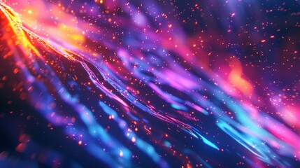 Fototapeta premium Galactic flow of blue and pink particles, ideal for cosmic backgrounds.