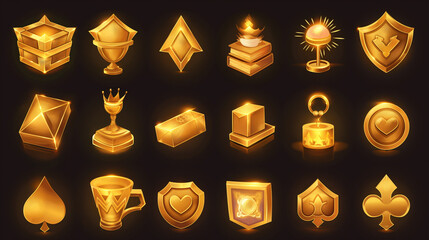 Luxury and Golden asset of slot game element isolation on dark background, Illustration.