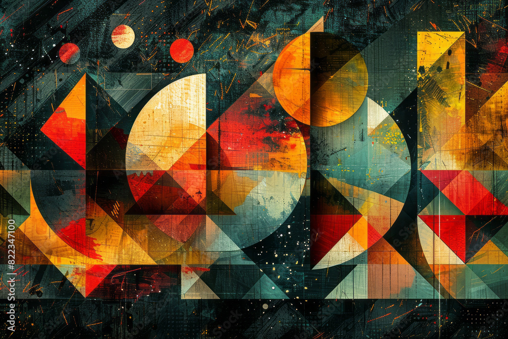 Aufkleber Abstract illustration of the number 11 composed of intersecting triangles and circles, forming a harmonious and balanced design,