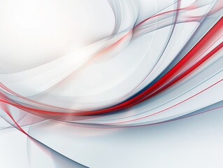 A white background with red and blue lines, modern abstract shapes.