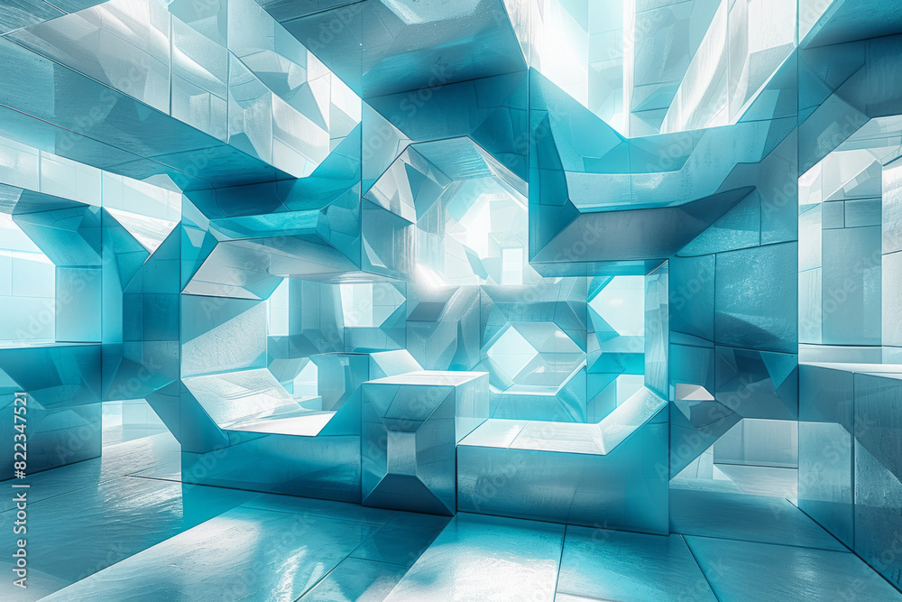 Aufkleber Illustration of the number 22, embedded in a design of overlapping squares and hexagons, creating a sense of balance and harmony,