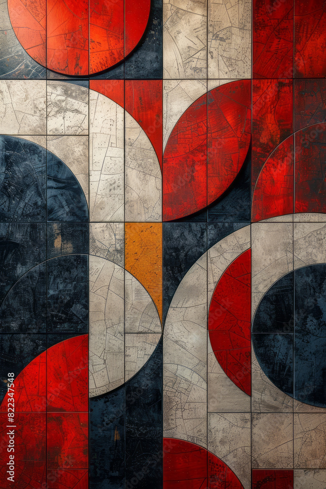 Poster geometric design featuring the number 22, with overlapping triangles and circles creating a harmonio