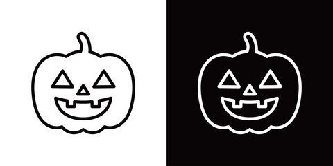 ジャックオランタンの線画アイコンセット