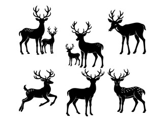 A Set of Deer Silhouettes
