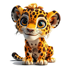 Realistic Cheetah cartoon Illustration . 3D leopard cartoon Character.