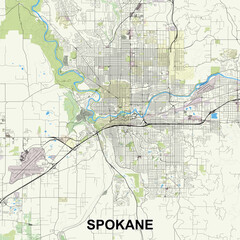 Spokane, Washington, USA map poster art