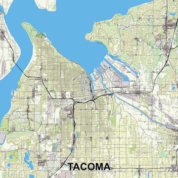 Tacoma, Washington, USA map poster art