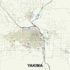 Yakima, Washington, USA map poster art