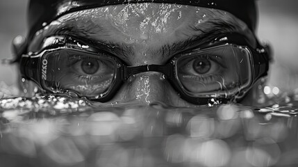 Swimmer ready to start a backstroke race