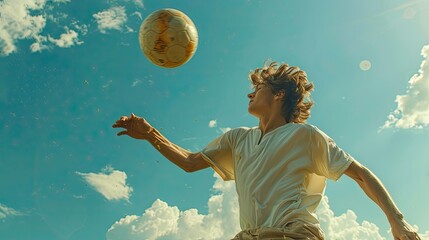Soccer player juggling the ball with skill