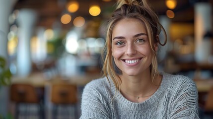 portrait of a woman in a cafe