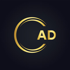 AD logo. A D design. White AD letter. AD, A D letter logo design. A D letter logo design in FIVE, FOUR, THREE, style. letter logo set in one artboard. A D letter logo vector design.	
